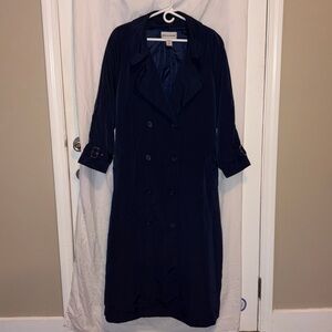 Jessica London Navy 22W Floor Length Trench Coat w/ waist belt and buckle sleeve